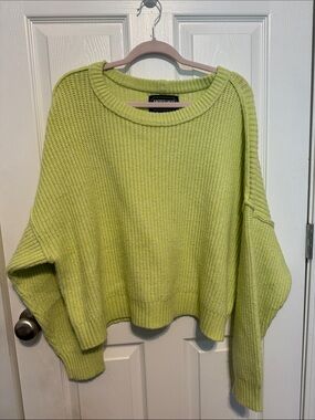 American Eagle Lime Green Chunky Cable Knit Sweater
